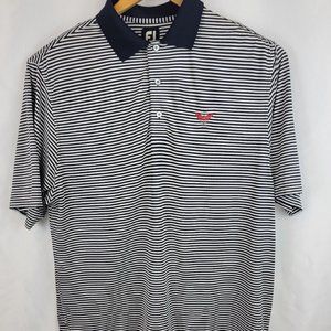 FootJoy FJ Golf Polo Shirt Men's M Color Blue Stripe Huntington Country Club
